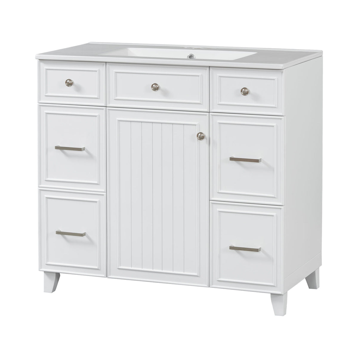 Bathroom Vanity With Ceramic Sink, Soft Close Doors, Adjustable Shelves