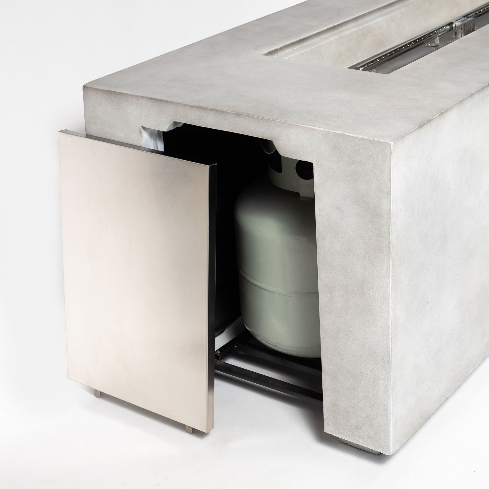 Propane Gas 60000 Btu Rectangular Fire Pit For Outside - Light Gray