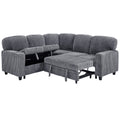 L-Shaped Sectional Sofa Bed With Pull Out Bed & Storage, 5 Seat Sleeper Couch With USB Charging For Living Room - Gray