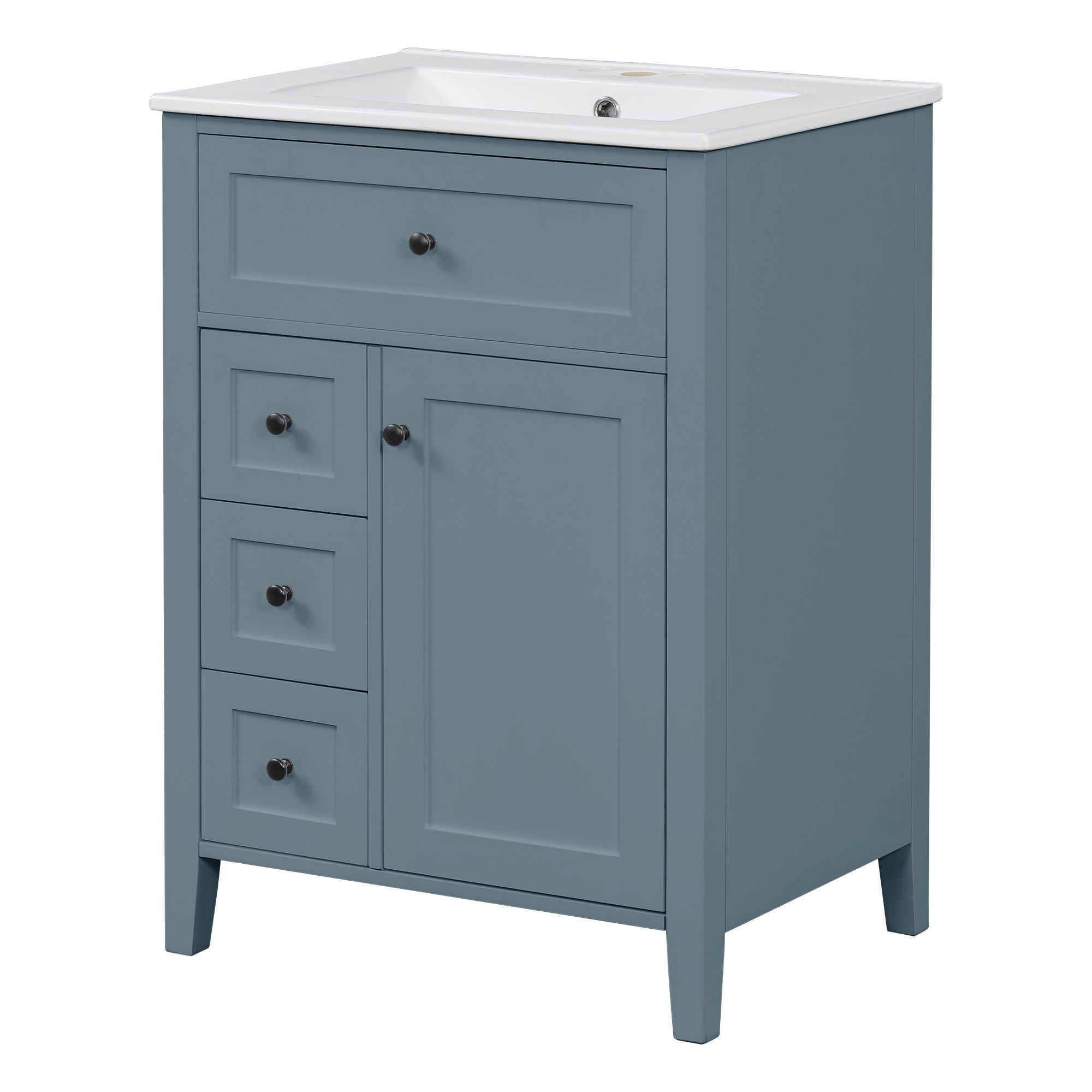 Bathroom Vanity With Sink, 3 Drawers & Cabinet With Adjustable Shelves