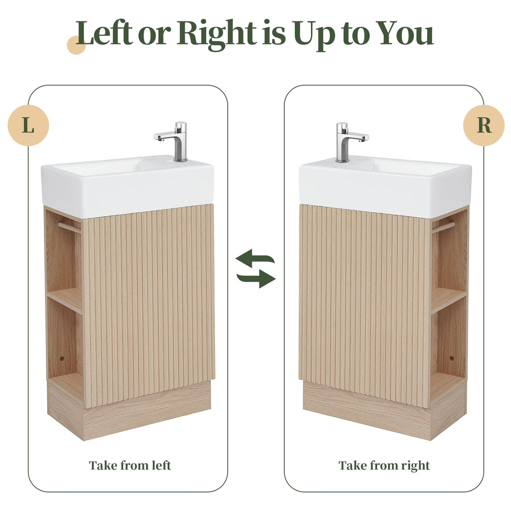 Modern Bathroom Vanity With Sink And 2 Tier Shelf