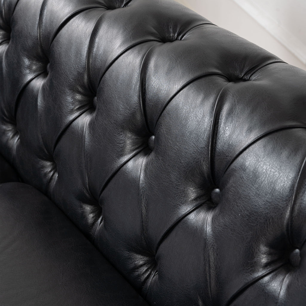 L Shaped Reversible Modern Chesterfield Sofa With Rolled Arms And Nailhead, 5 Seat Tufted Couch