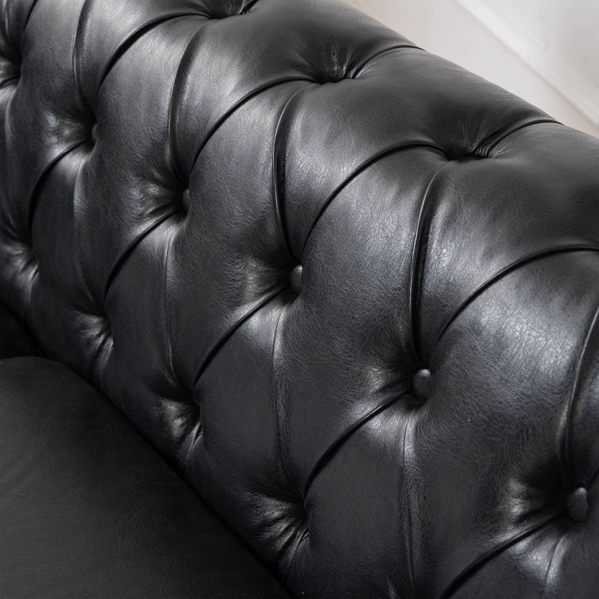 L Shaped Reversible Modern Chesterfield Sofa With Rolled Arms And Nailhead, 5 Seat Tufted Couch