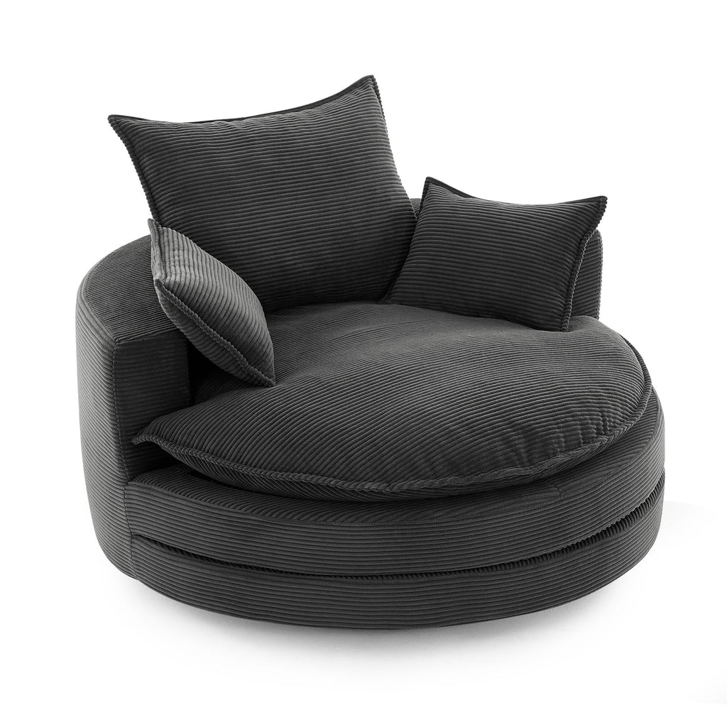 360° Swivel Accent Barrel Chair With Dual Layer Cushion And 3 Removable Pillows
