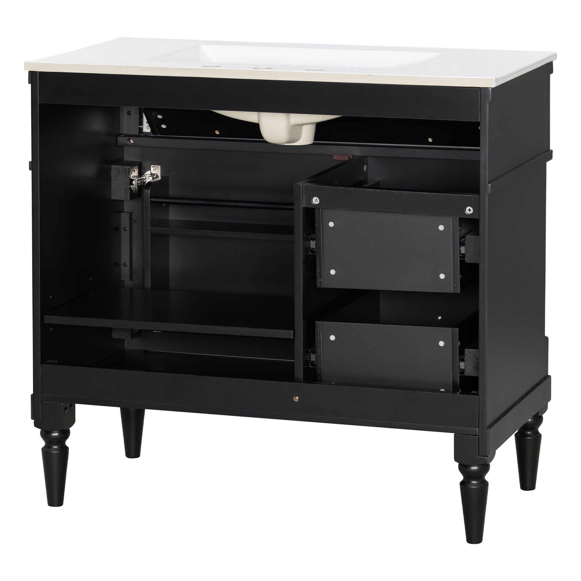 Freestanding Bathroom Vanity With Sink, Adjustable Shelf, Flip Drawer