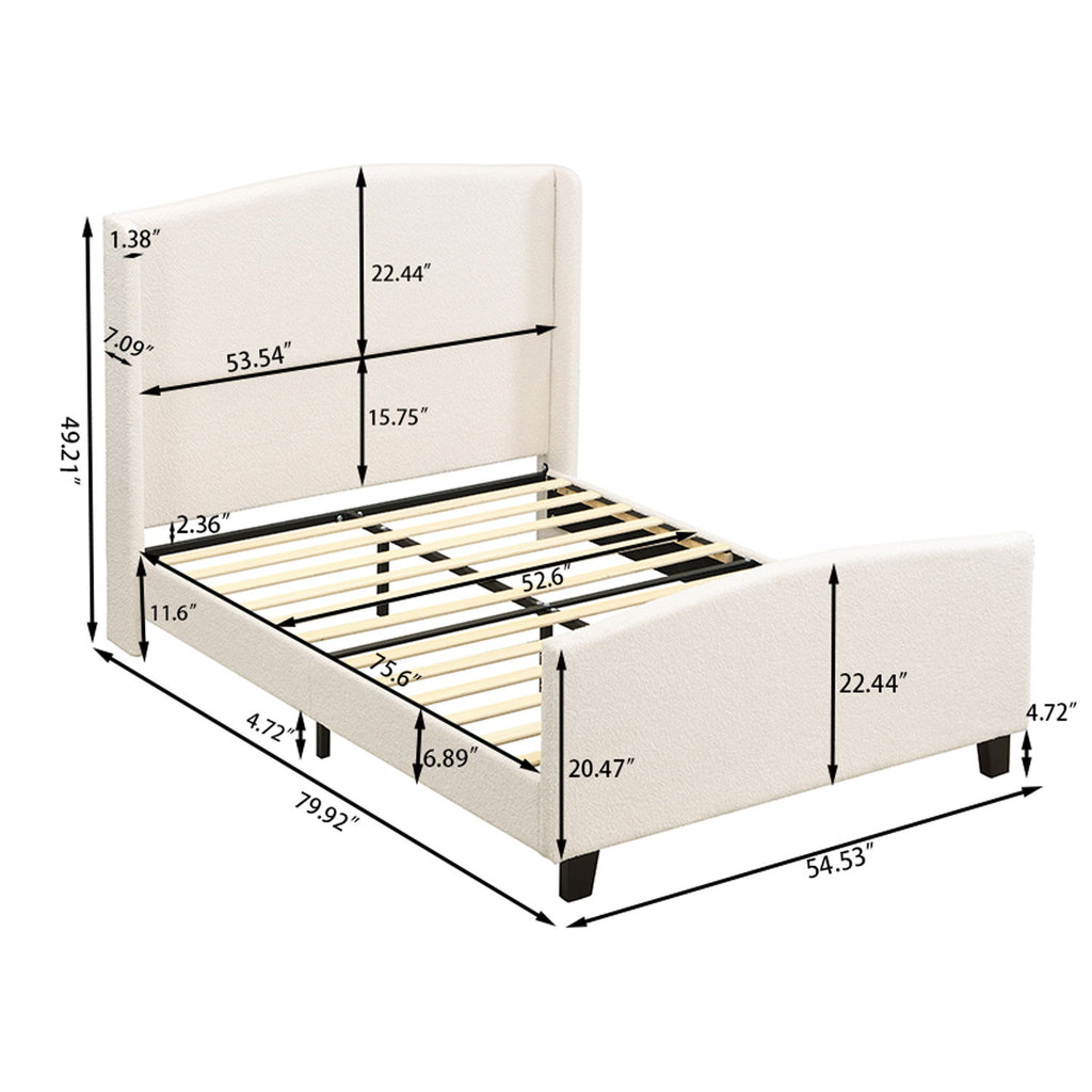 Platform Bed Frame With Tall Headboard And High Footboard
