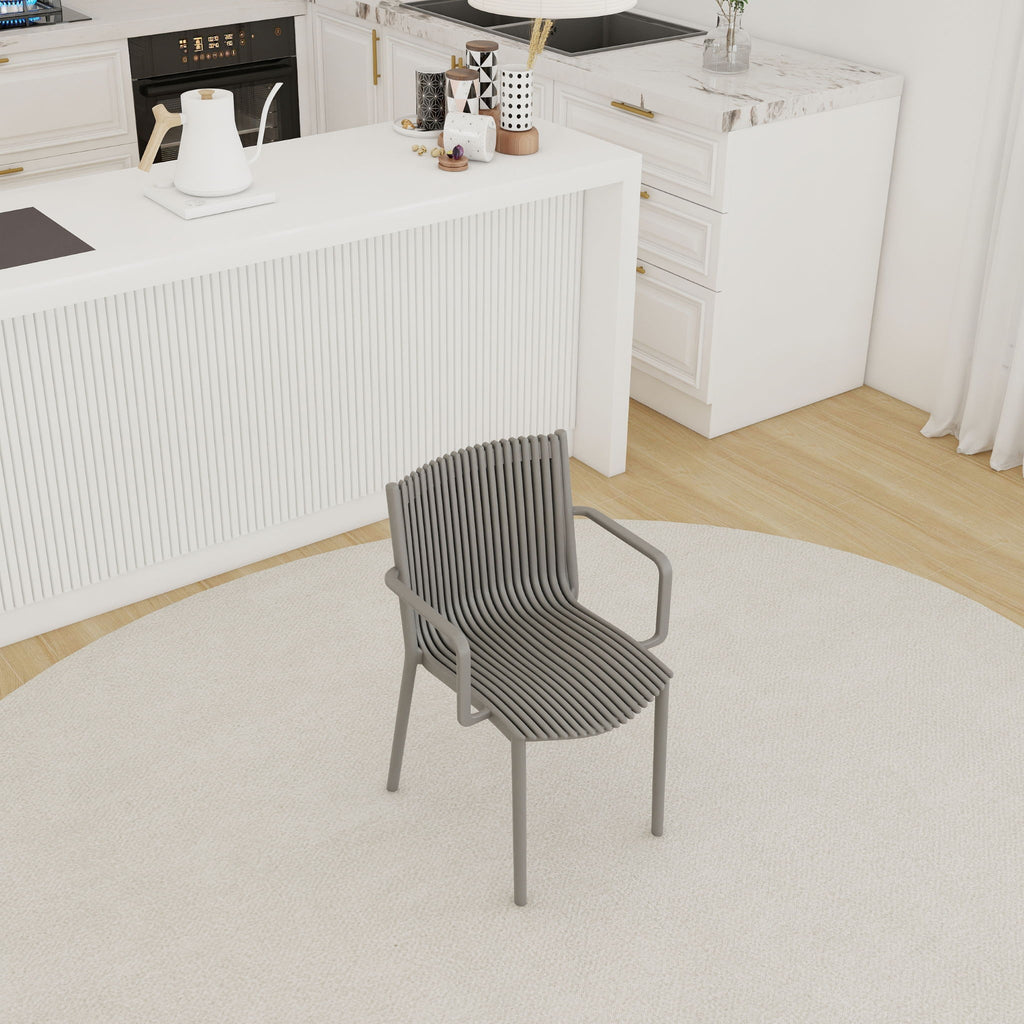 4 Piece Stackable Single Chairs With Vertical Stripe Design For All Weather