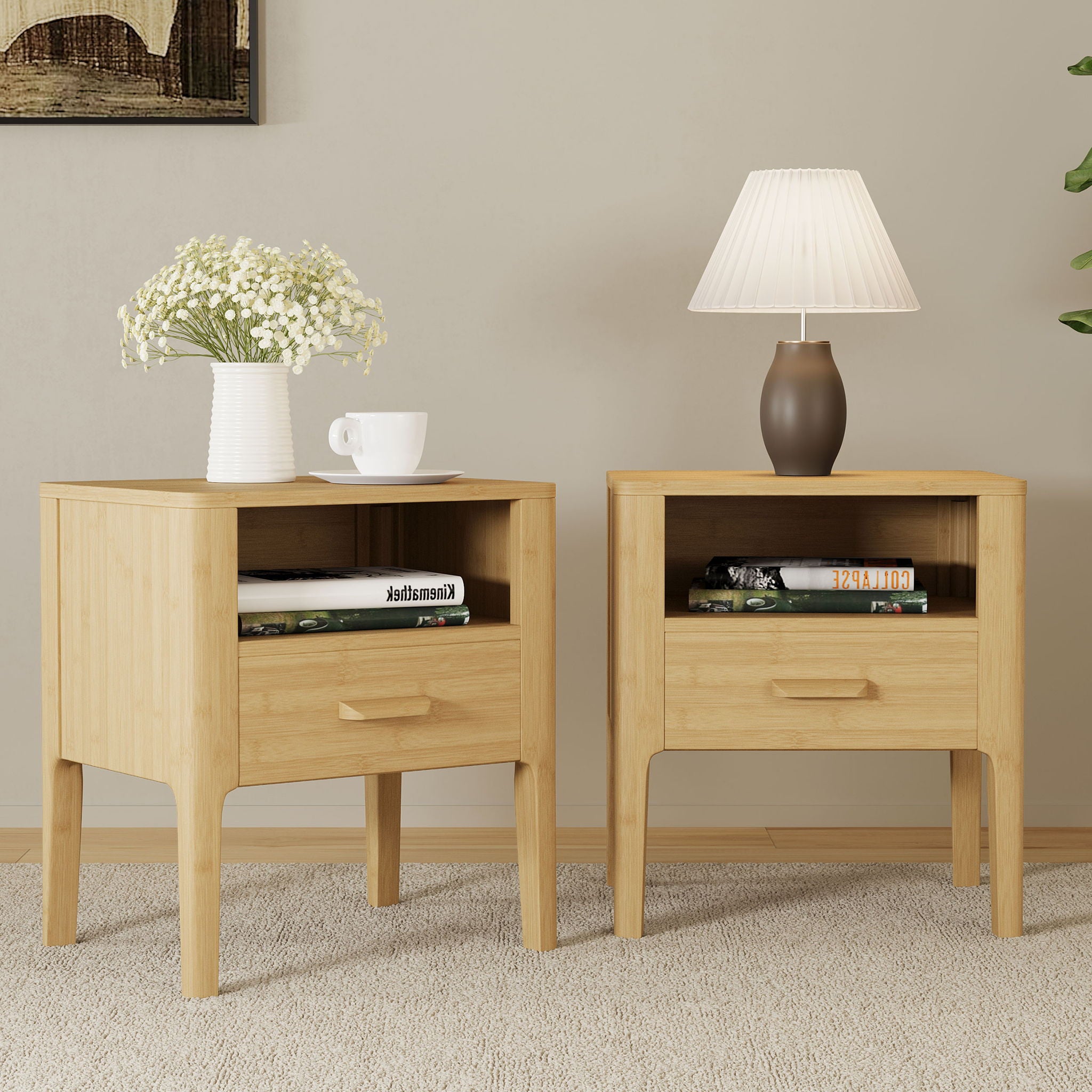 Modern Nightstand With Drawer And Open Shelf