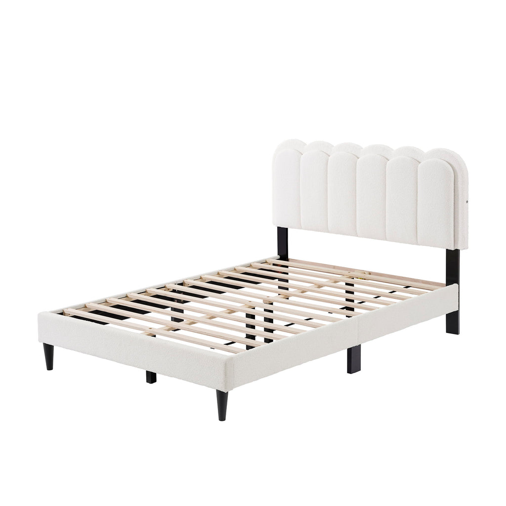 Lambswool Petal Headboard Bed Frame