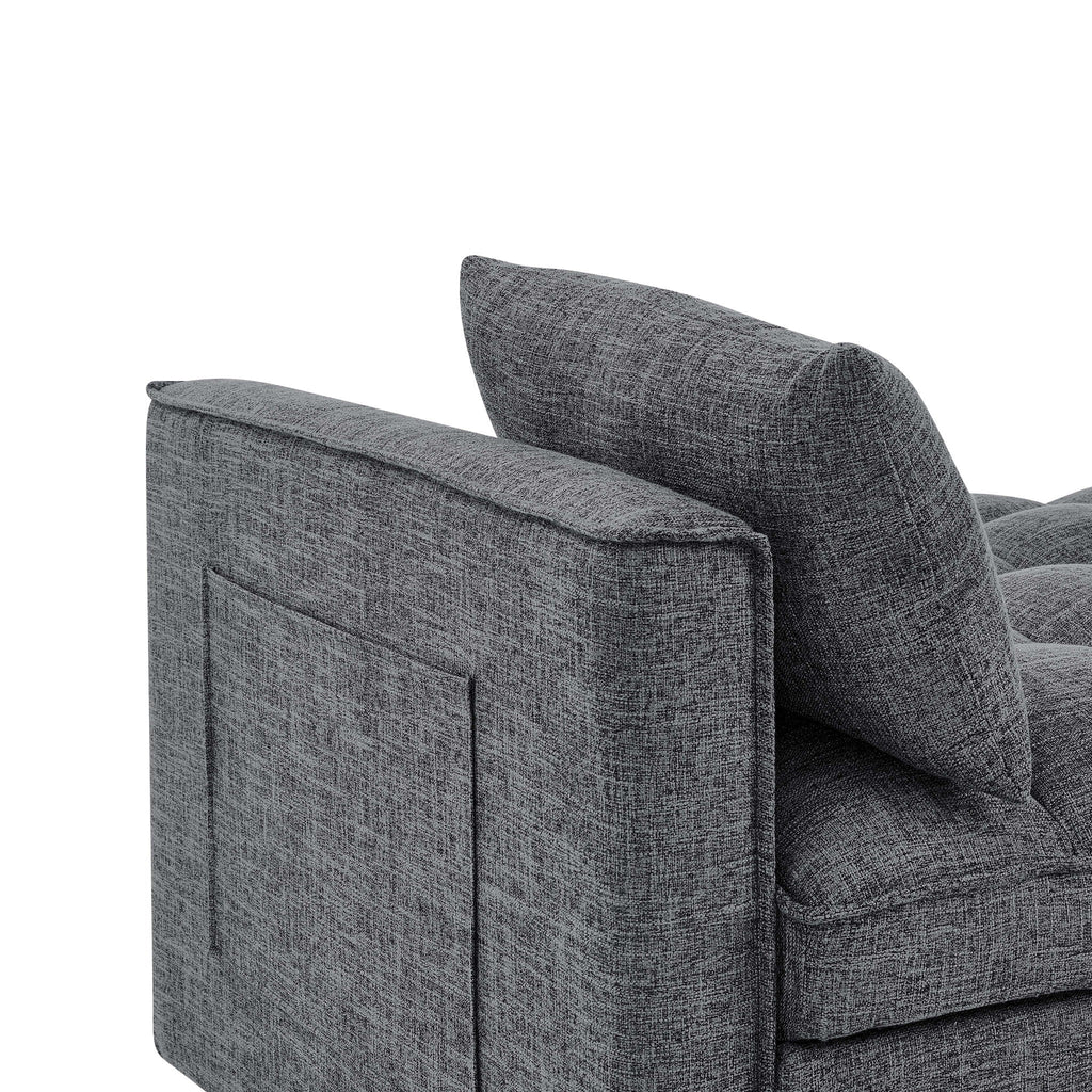 Sienna - Tufted Convertible Sleeper Sofa With Chaise - Gray