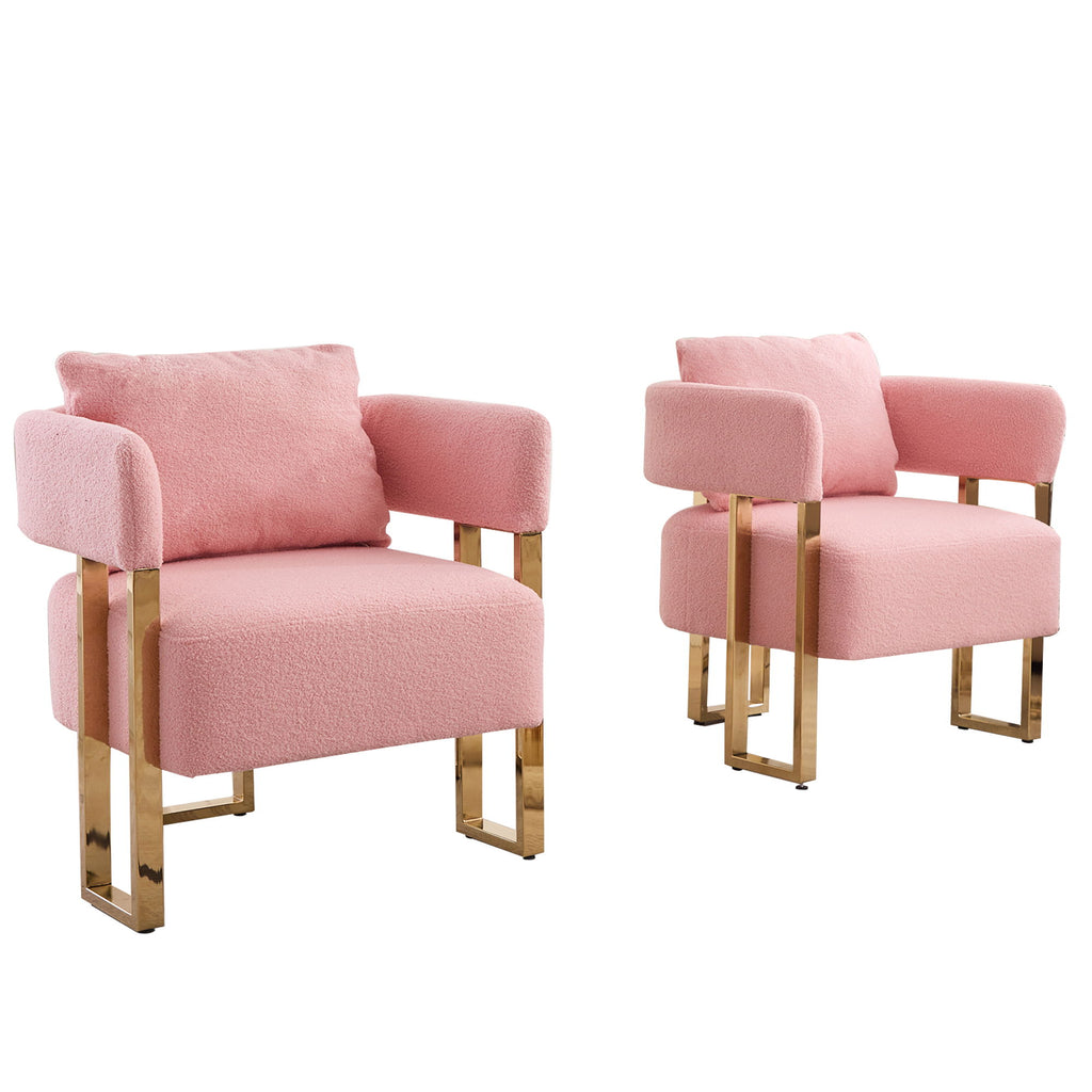 Modern Decorative Chair Teddy Fleece Upholstered And Metal Foot