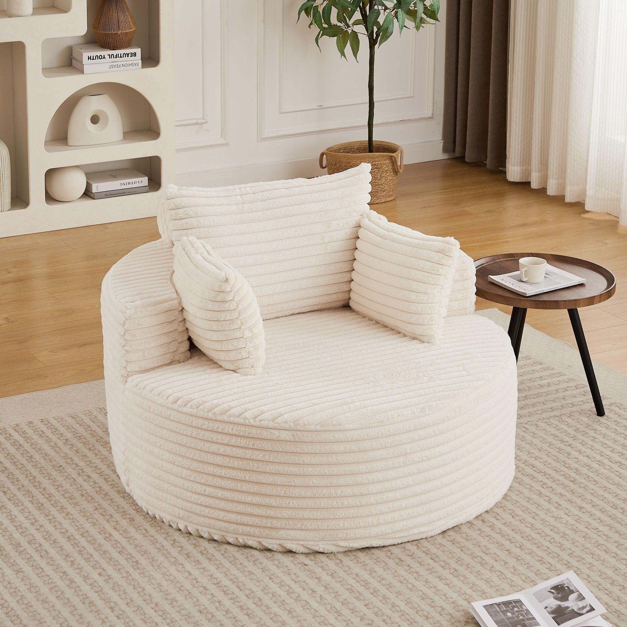 Modern Single Sofa With Backrest Pillow For Living Room
