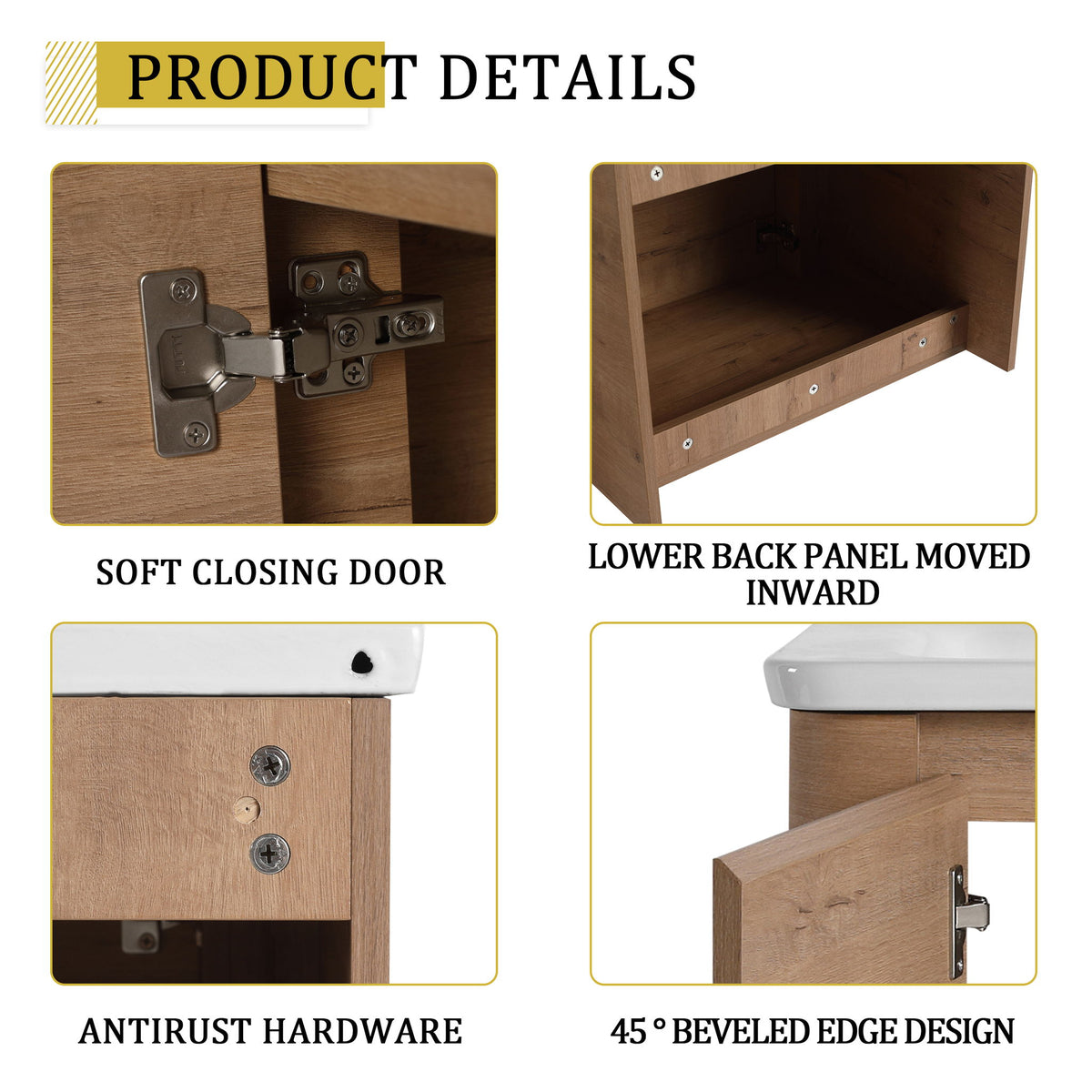 Wall Mounted Bathroom Vanity With Sink & 1 Soft Close Door