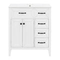 Bathroom Vanity With Sink, Freestanding Design, Soft Close Doors & Drawers - White