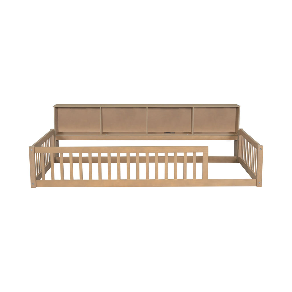 Floor Bed With Storage Cabinets And USB Ports