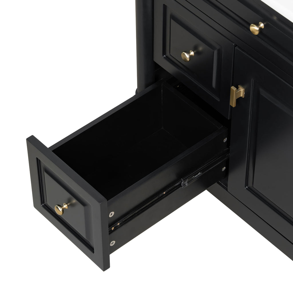 Modern Bathroom Vanity With Sink, Freestanding Cabinet With Flip Drawer & Adjustable Shelf