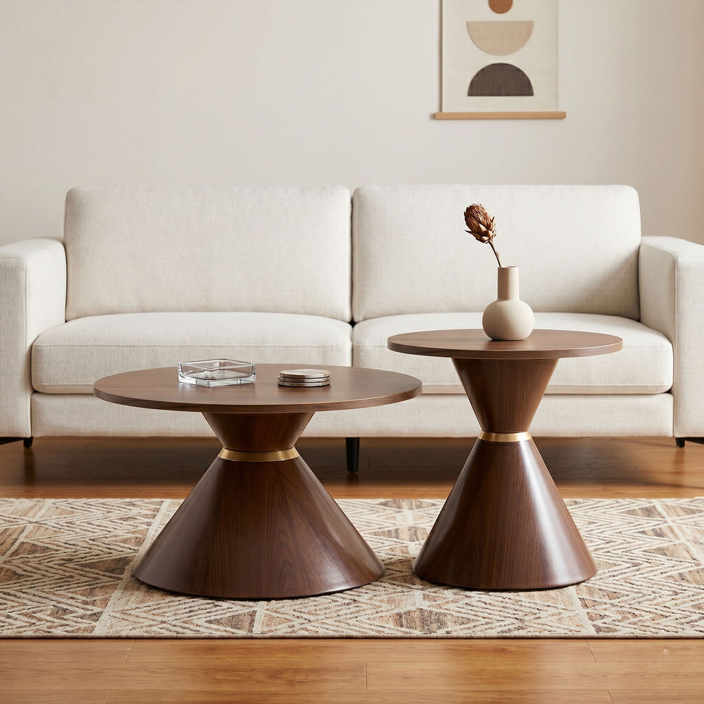 2 Piece Round Coffee Table Set For Living Room