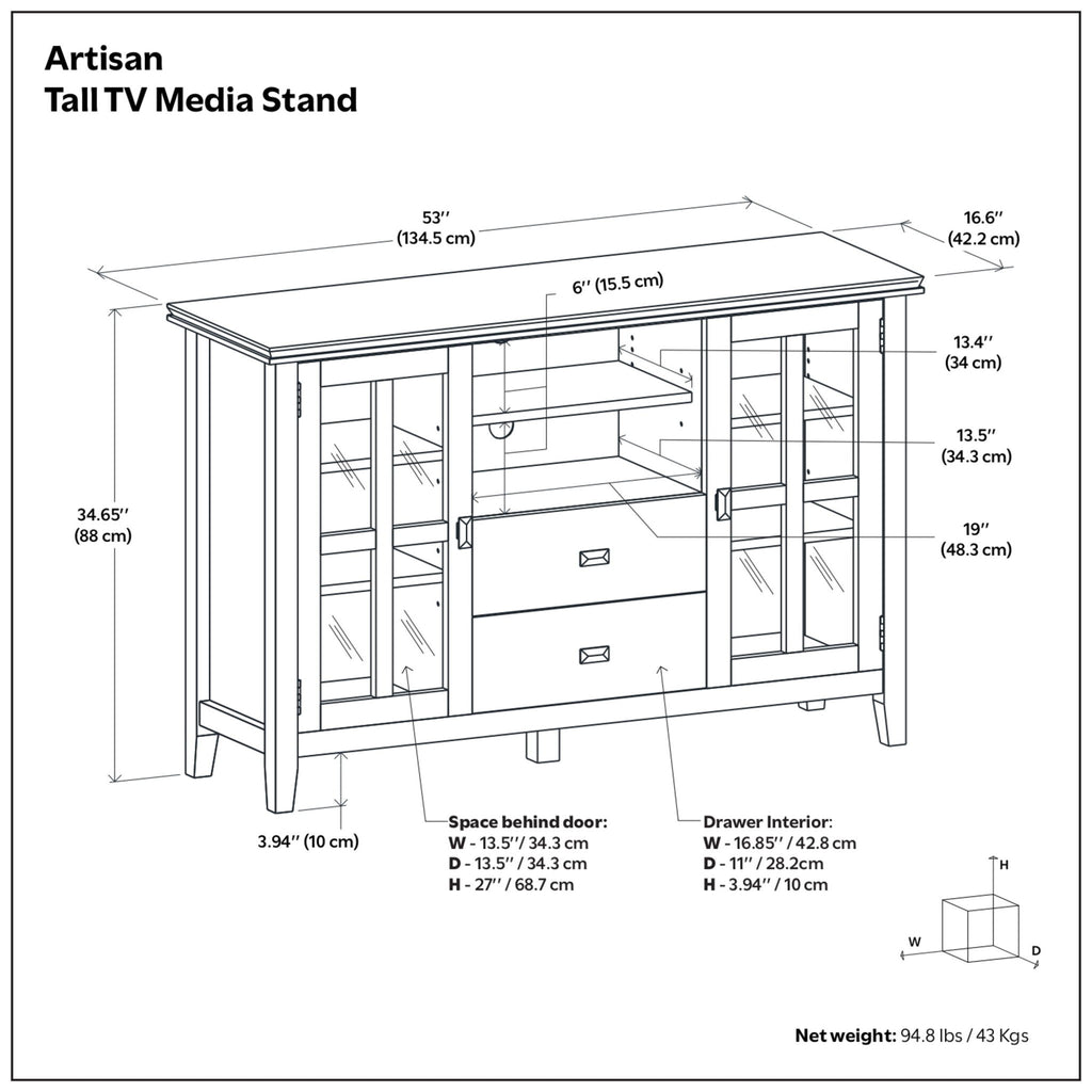 Artisan - Tall TV Media Stand - Gray