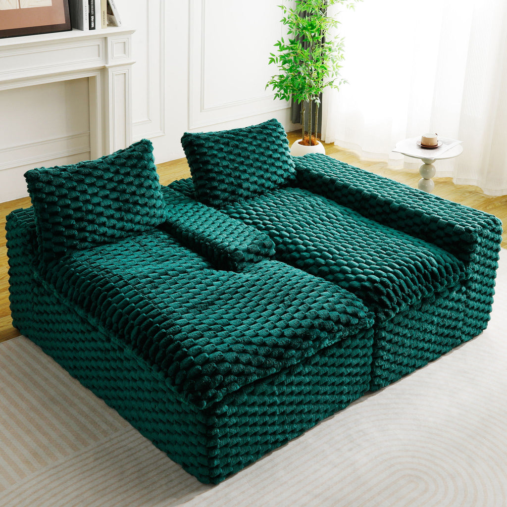 Modular Sofa, Convertible Twin Seat With Chaise Lounge