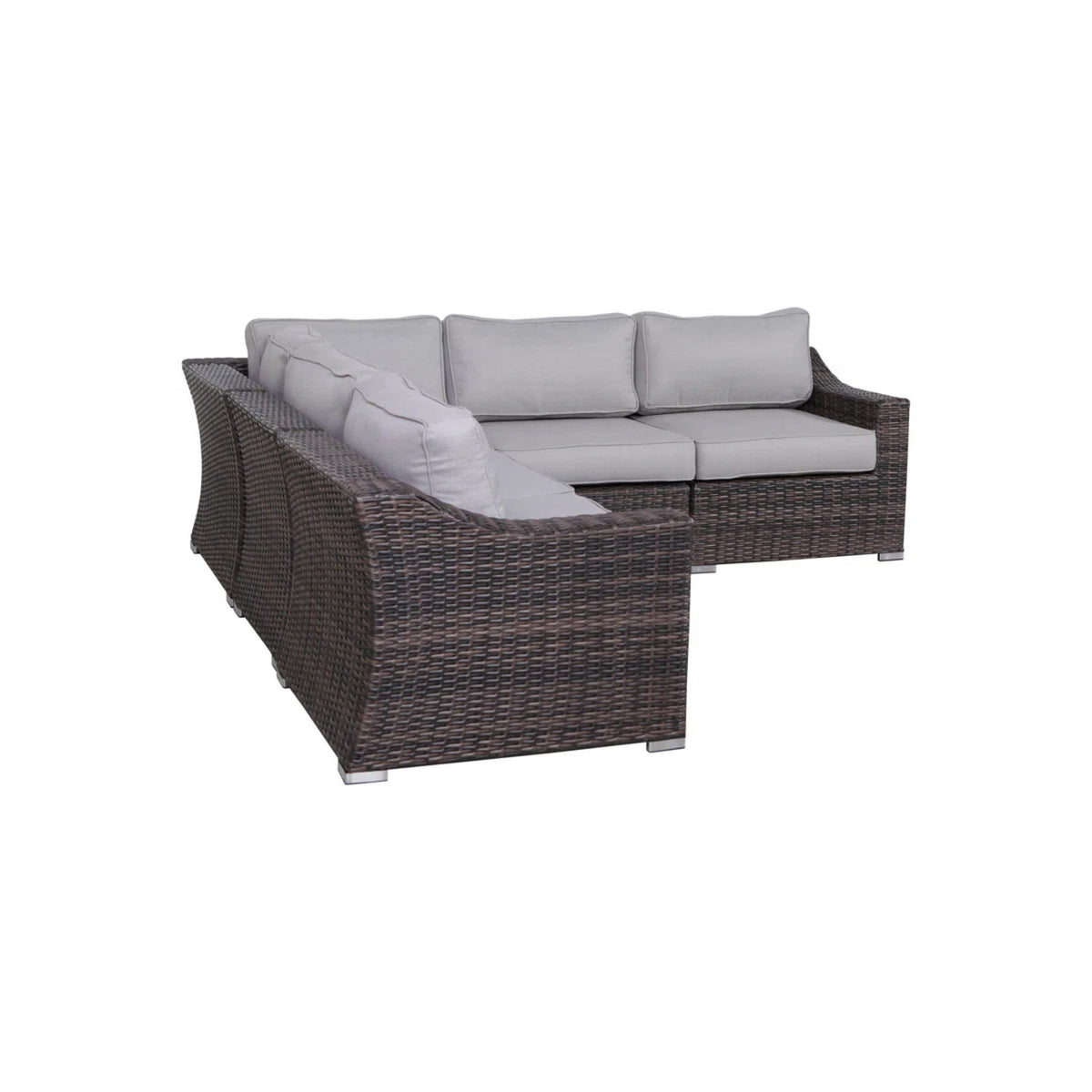 5 Piece Rattan Wicker Sectional Patio Set With Comfortable Cushions - Brown Mix / Gray