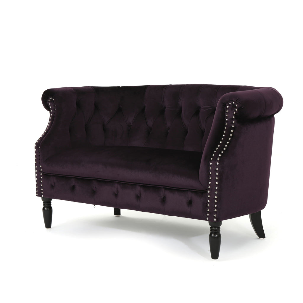 Antique Chesterfield Style Loveseat With Button Tufting