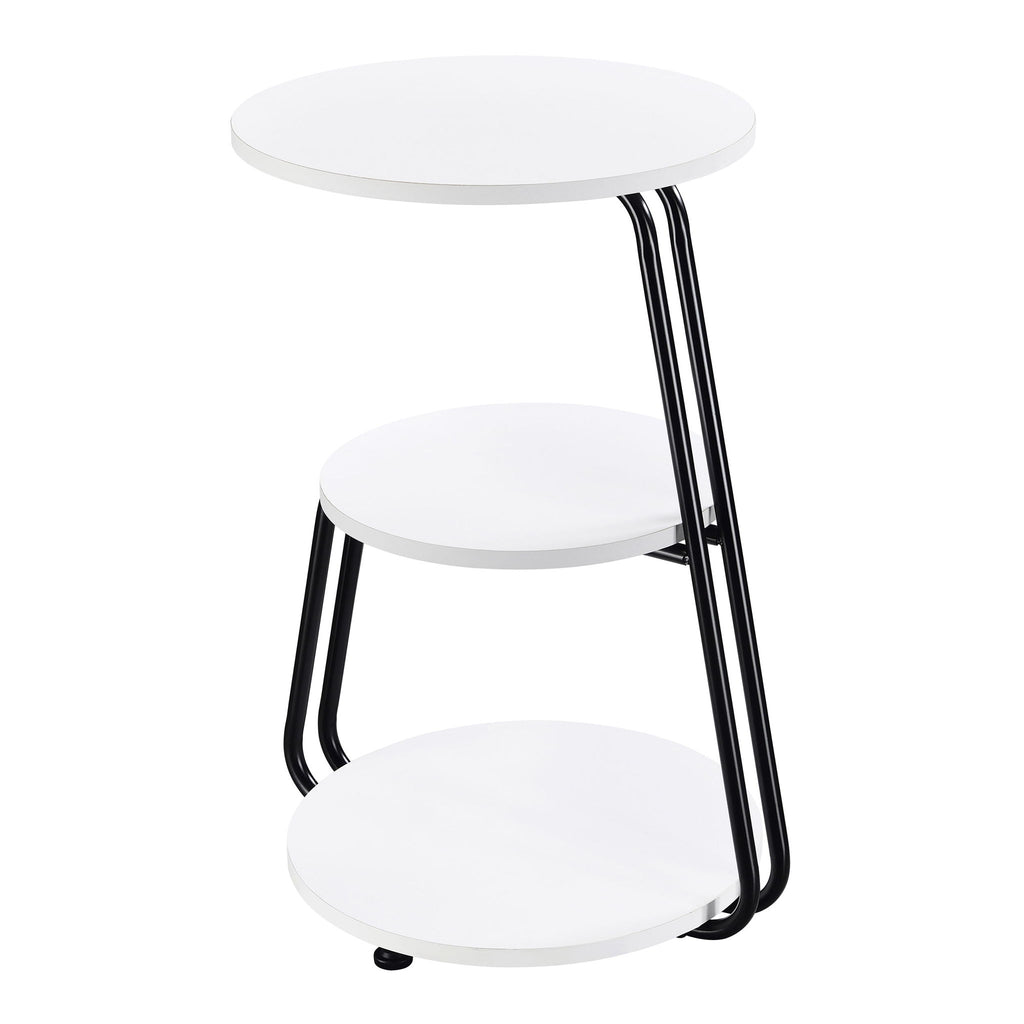 Dixon - 3 Tier Round Accent Side Table With Slim Legs - White / Black