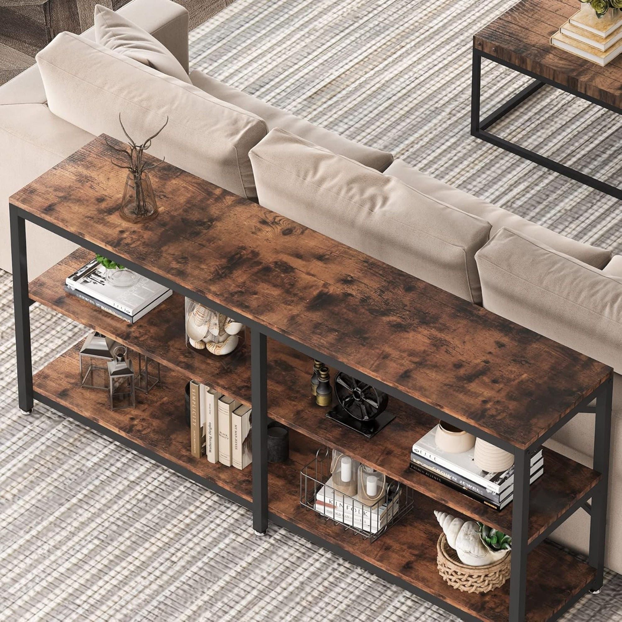 Console Table With X Back Design, Extra Long Storage