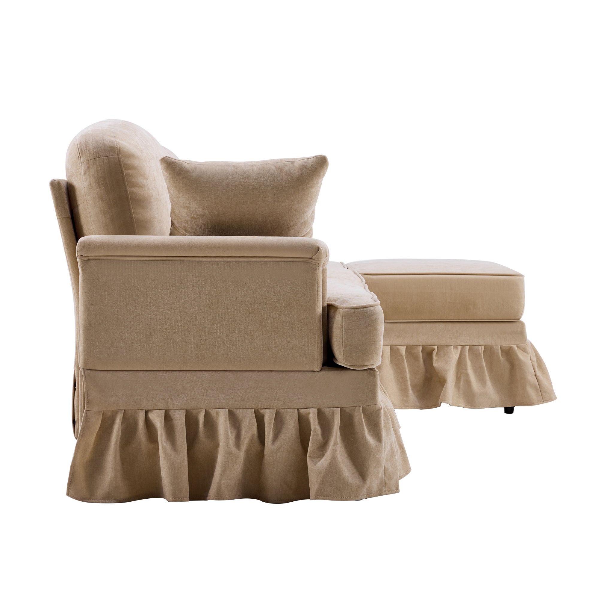 Cloud Sofa With Removable Ruffled Skirt With Ottoman And Flared Arms