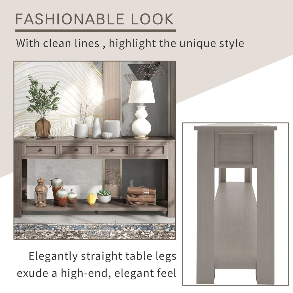 Hearth & Haven Clara - Console Table With Storage Drawers And Bottom Shelf