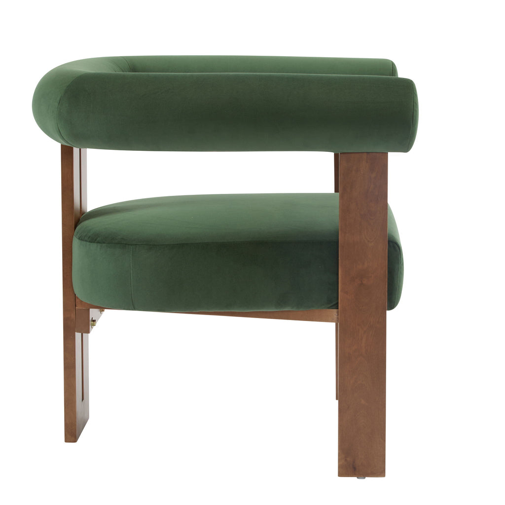 Modern Upholstered Round Arm Accent Chair With Upholstery