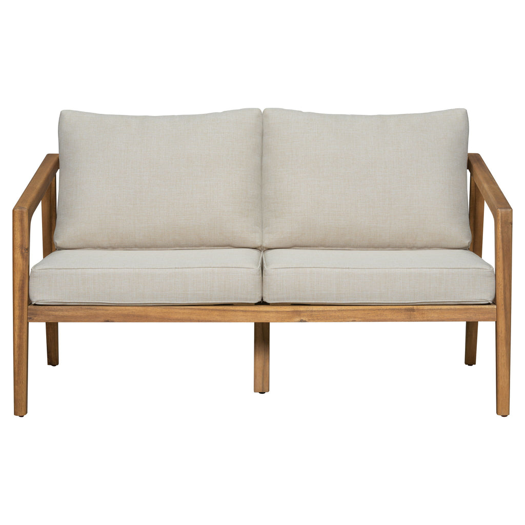Westin - Outdoor Acacia Wood 4 Pieces Chat Set - Teak / Beige