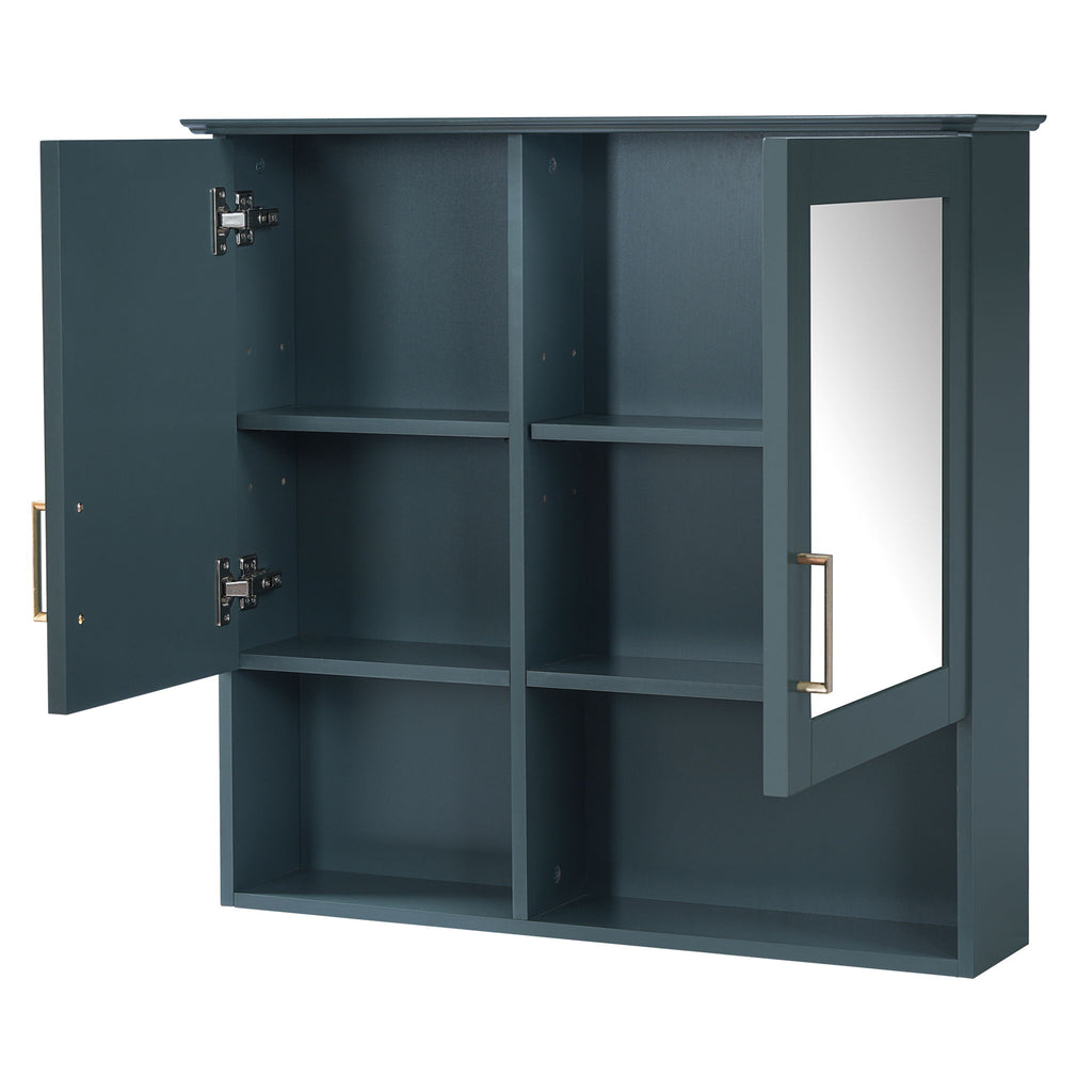 2 In 1 Wall-Mounted Mirror Cabinet With Adjustable Shelves, Soft-Close Doors, High-Definition Mirror & Storage