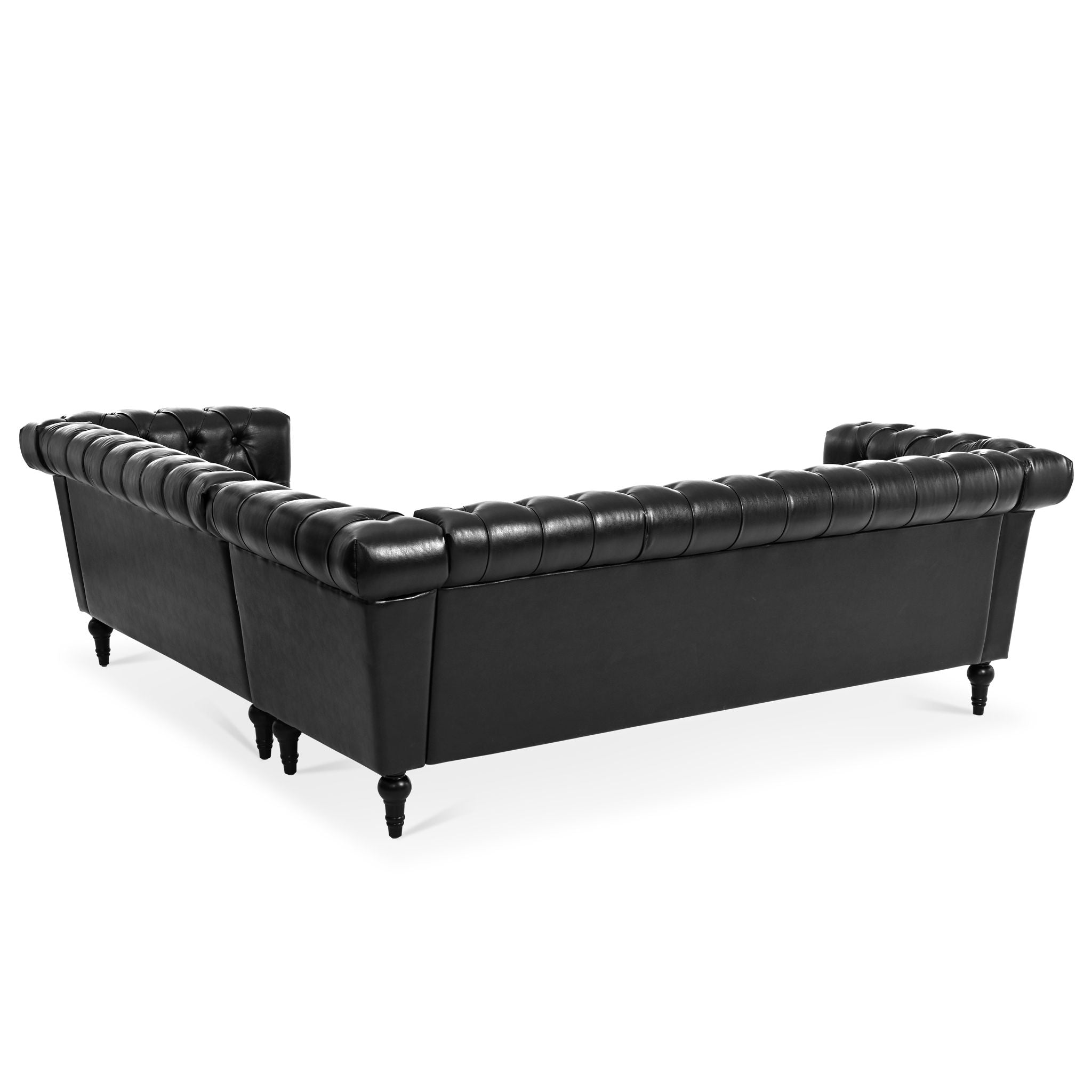 L Shaped Reversible Modern Chesterfield Sofa With Rolled Arms And Nailhead, 5 Seat Tufted Couch