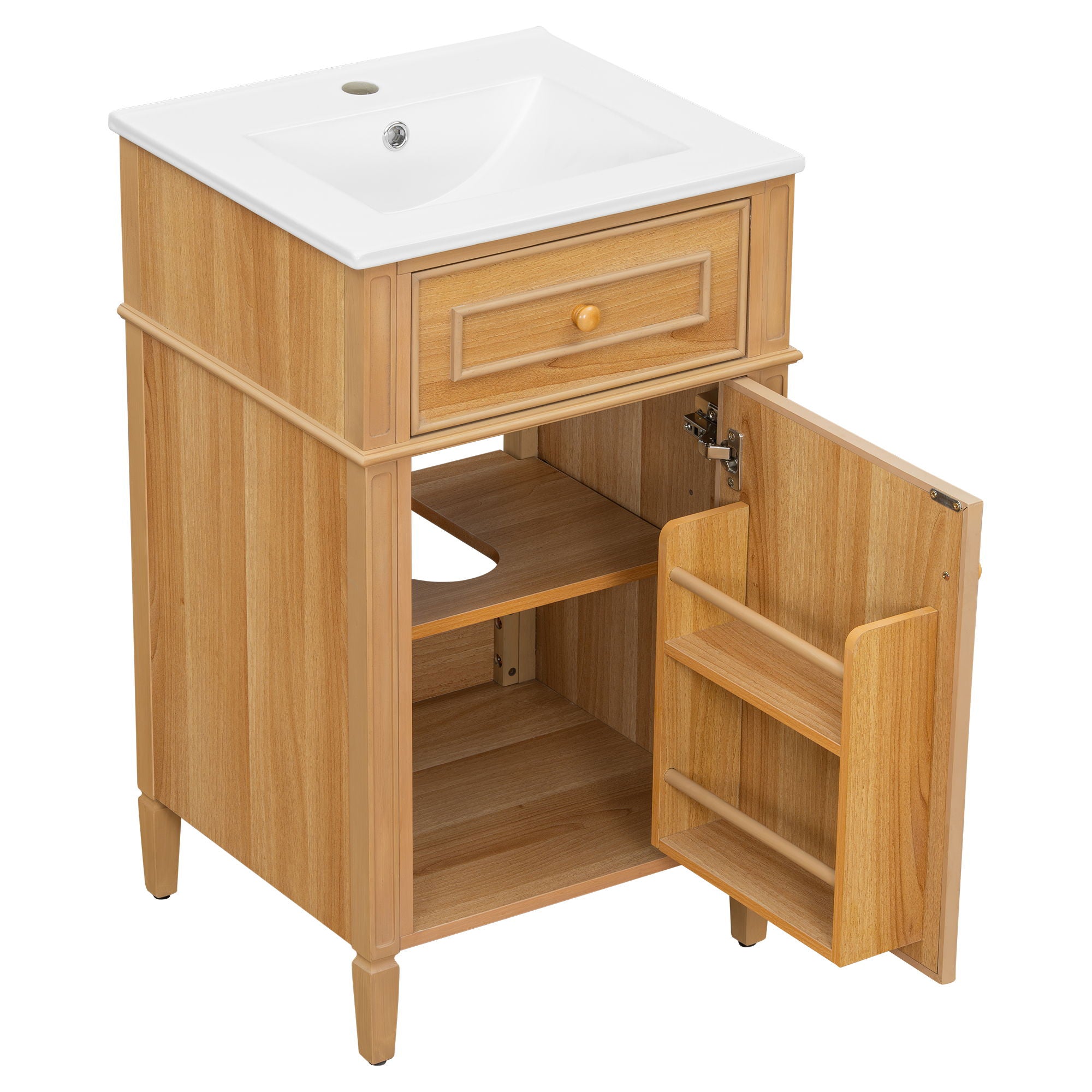 20" Bathroom Vanity With Sink, Adjustable Shelf, Tilt Out Drawer, Freestanding Cabinet - Wood
