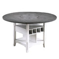 Counter Height Dining Table With Built In Lazy Susan And Storage Shelves
