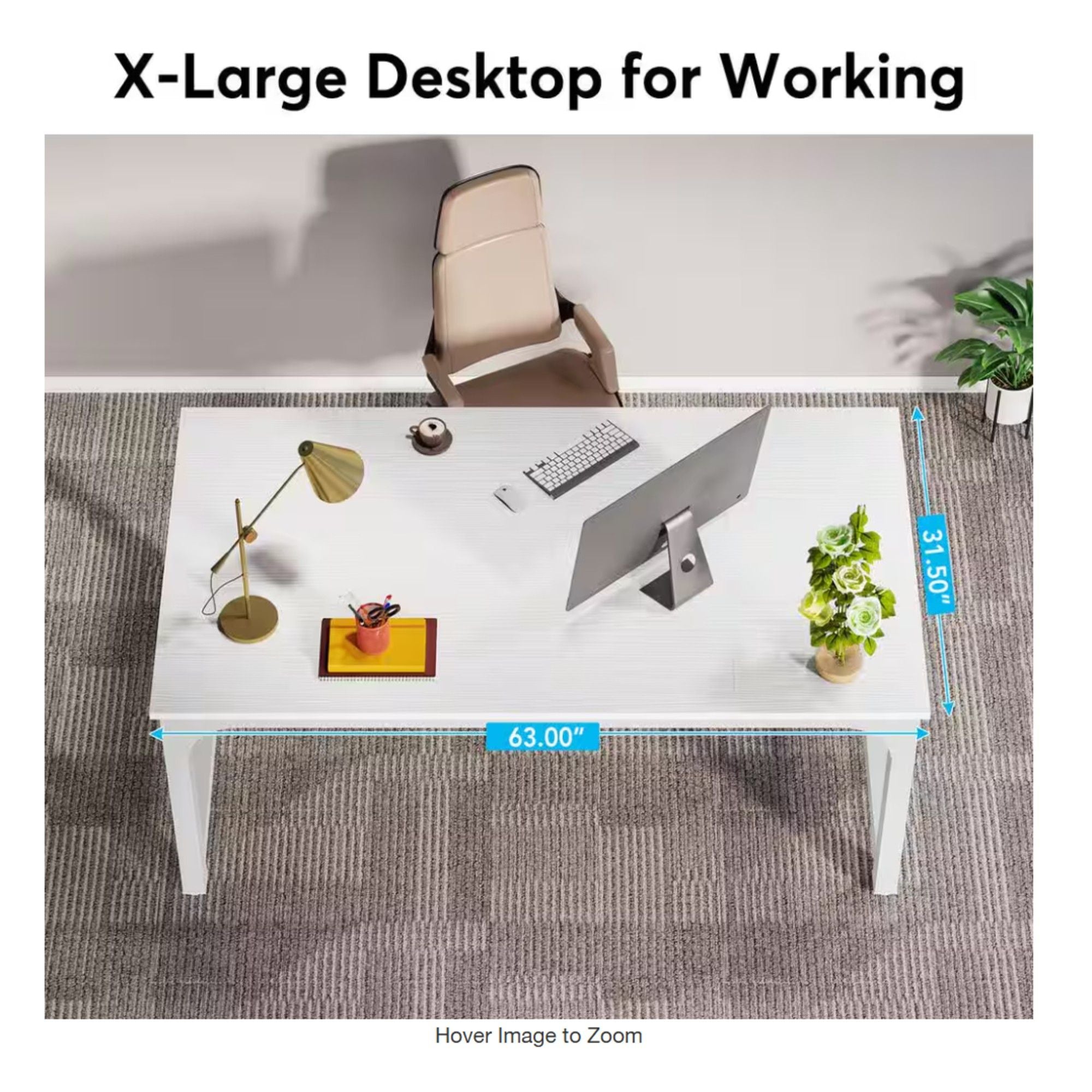 Executive Office Desk, Large Modern Computer Workstation