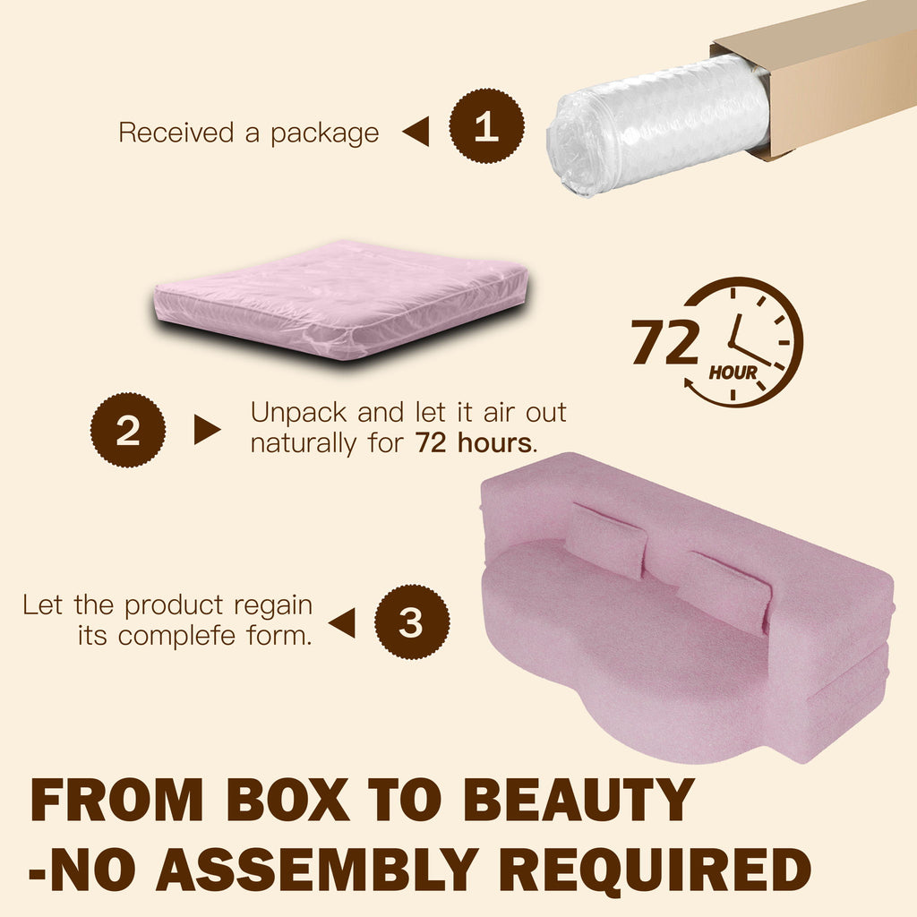 Modern Floor Sleeper Sofa Bed With 2 Pillows, Convertible Twin Size Folding Mattress For Living Room