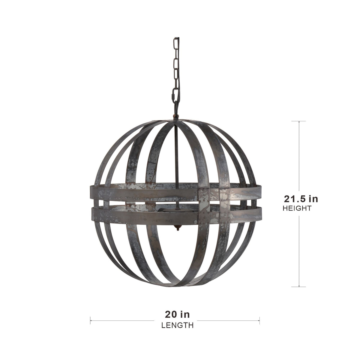 4 Light Galvanized Chandelier, Hanging Light Fixture With Adjustable Chain For Kitchen, Bulb Not Included - Gray