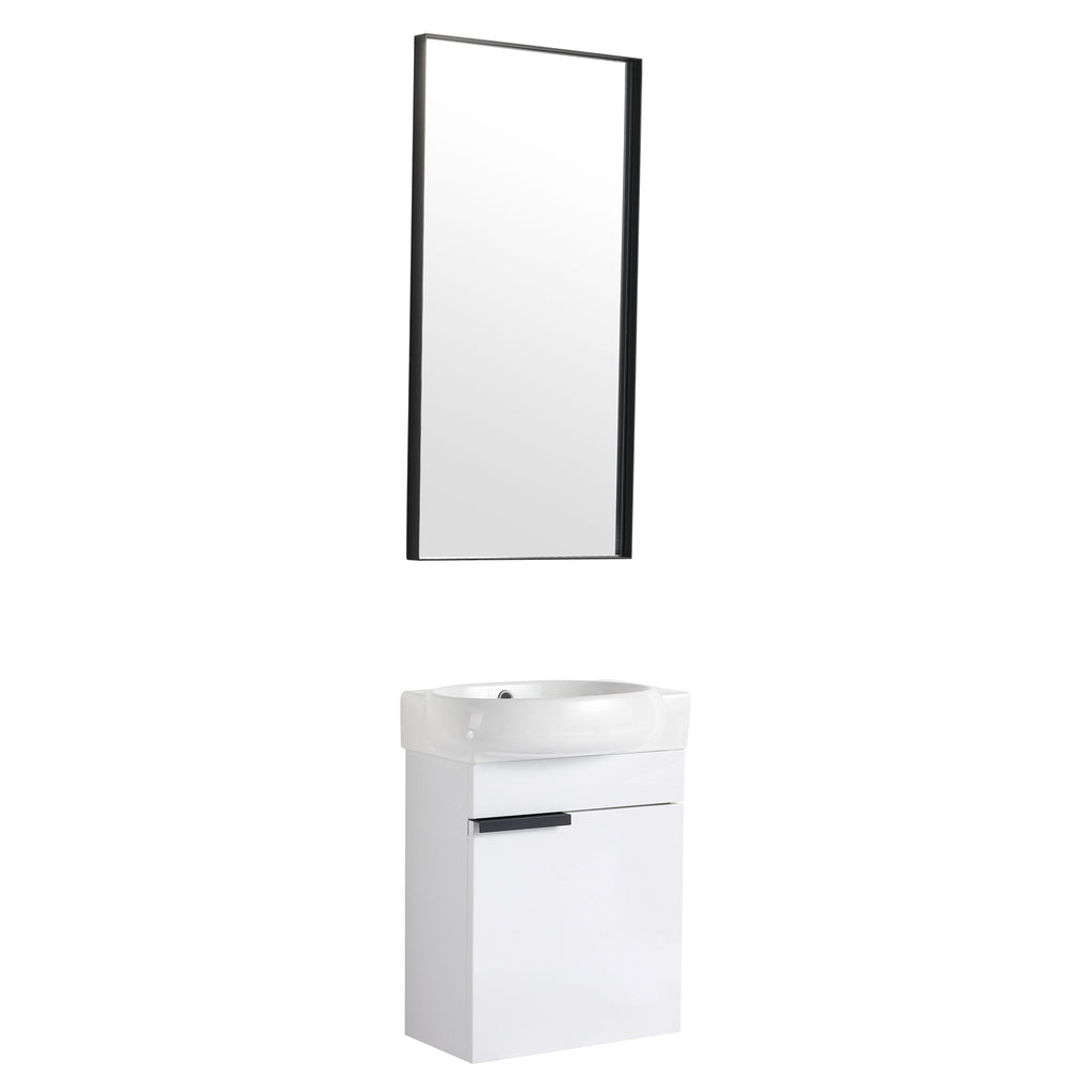Soft Close Doors Bathroom Vanity With Sink, Compact Wall Mounted Design Basin