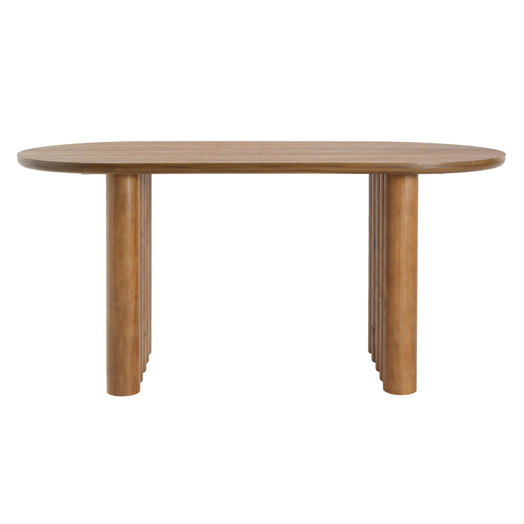 Oval Dining Table Set With 4 Birch Rattan Chairs - Brown / Light Brown