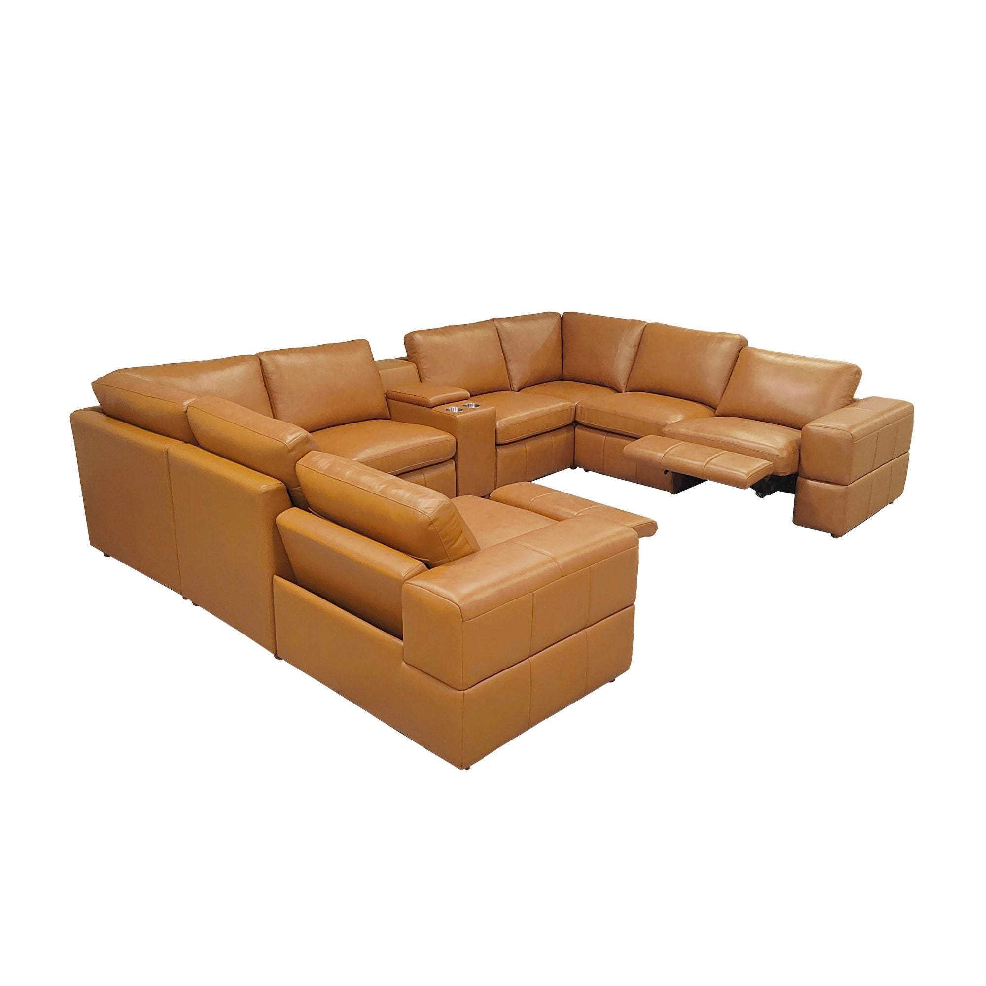 Upholstered Large Arms Sectional With Recliner Seats