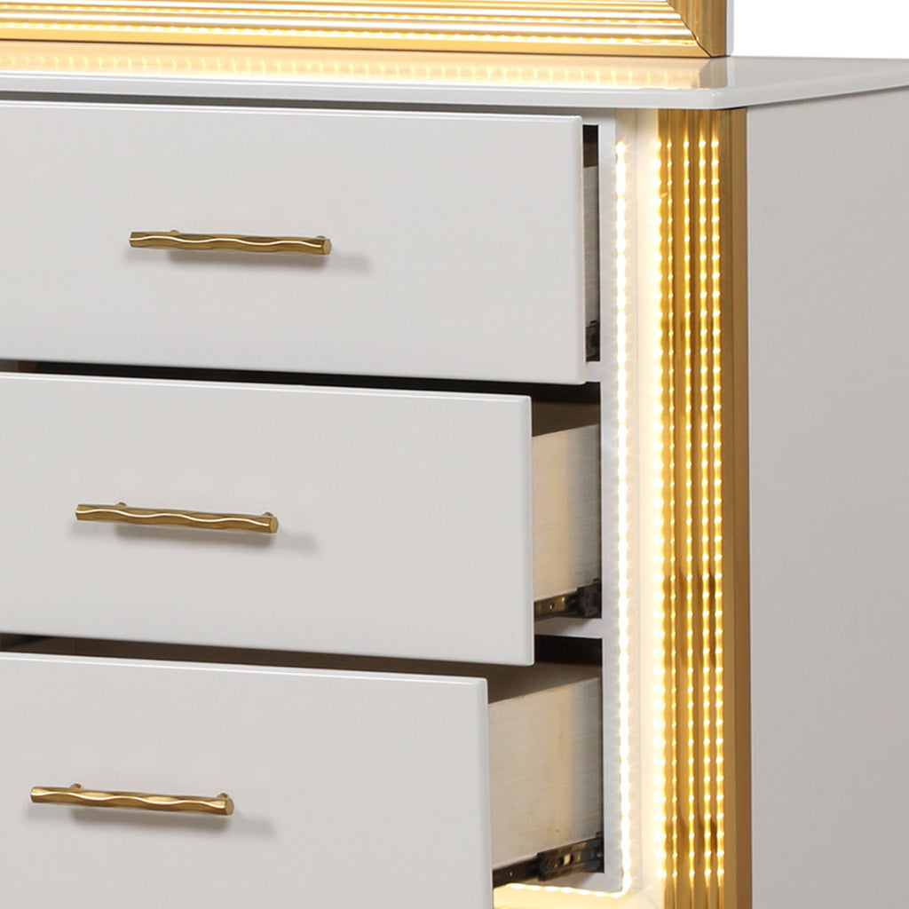 Obsession - 6 Drawer LED Dresser - White