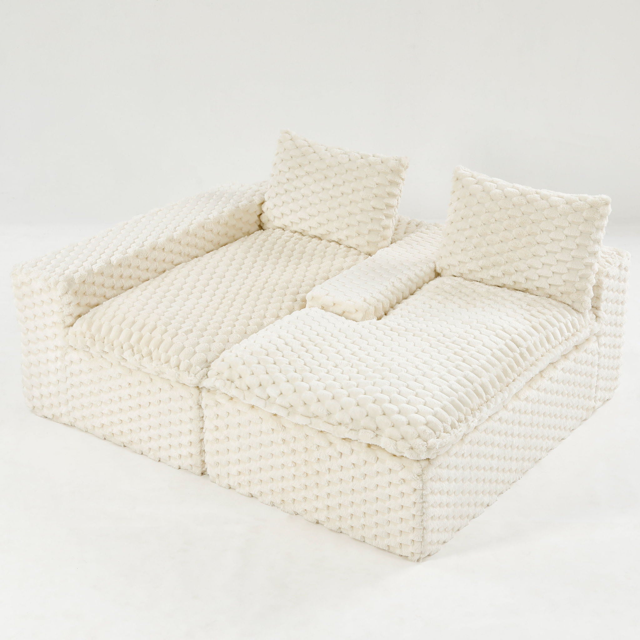 Modular Sofa, Convertible Twin Seat With Chaise Lounge