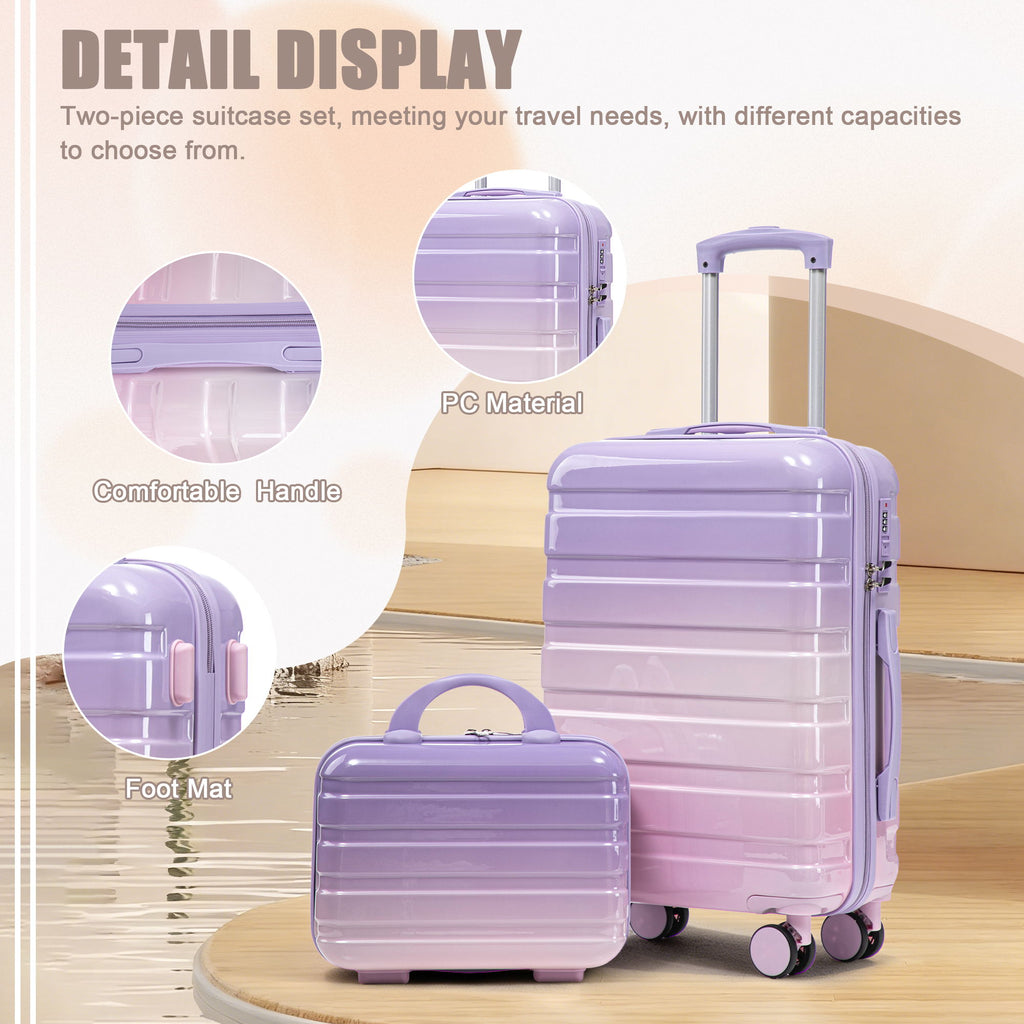 Luggage Set 14" / 20" With Combination Lock And Cosmetic Case