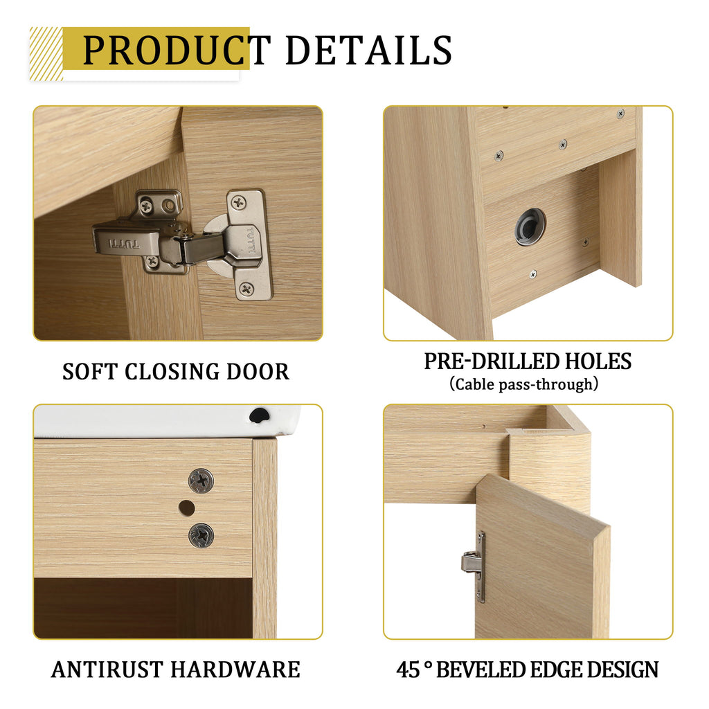 Wall Mounted Bathroom Vanity With Sink And Storage Shelves, Soft Close Doors
