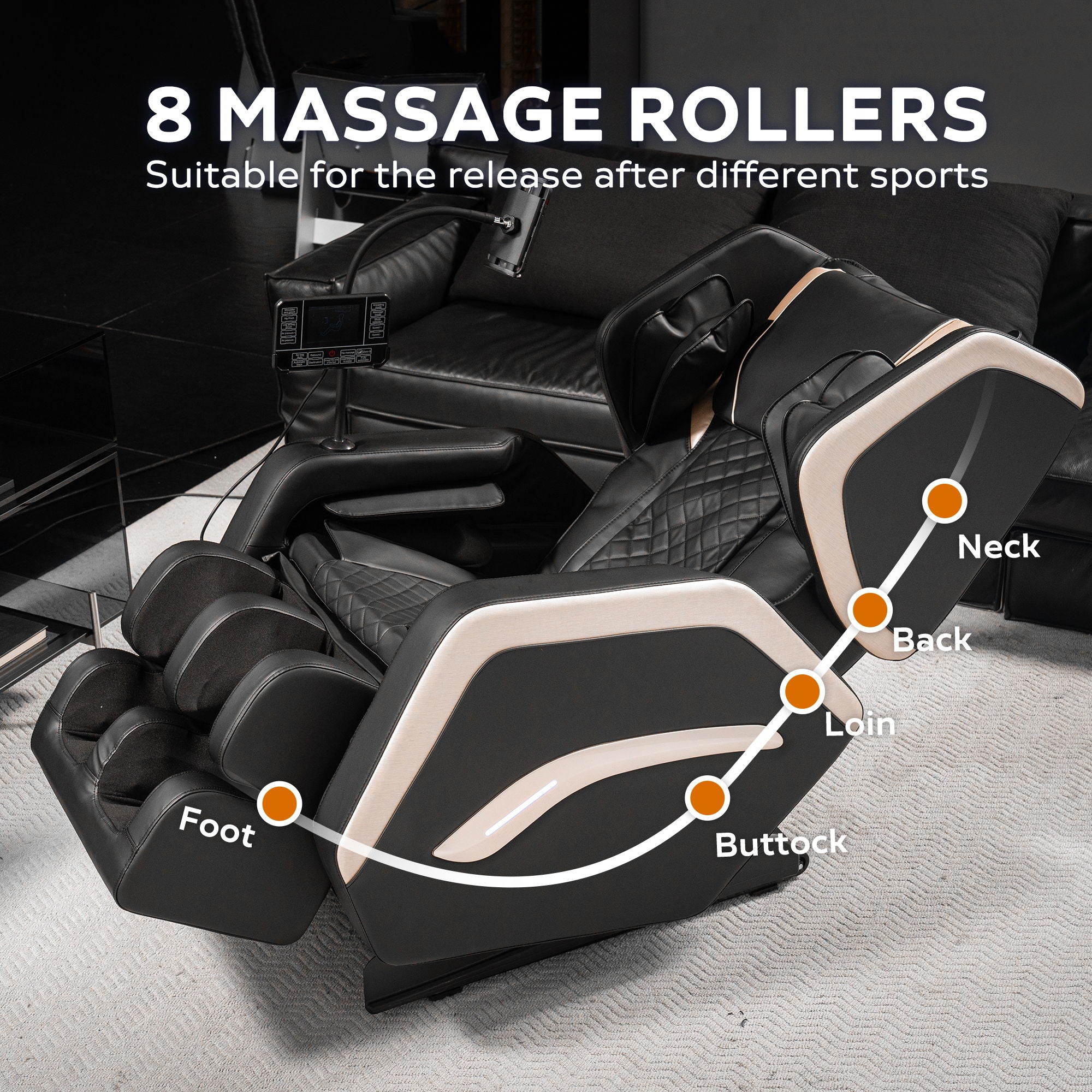 Zero Gravity Massage Chair Recliner & 10 Massage Heads And Full Body Air Pressure - Black