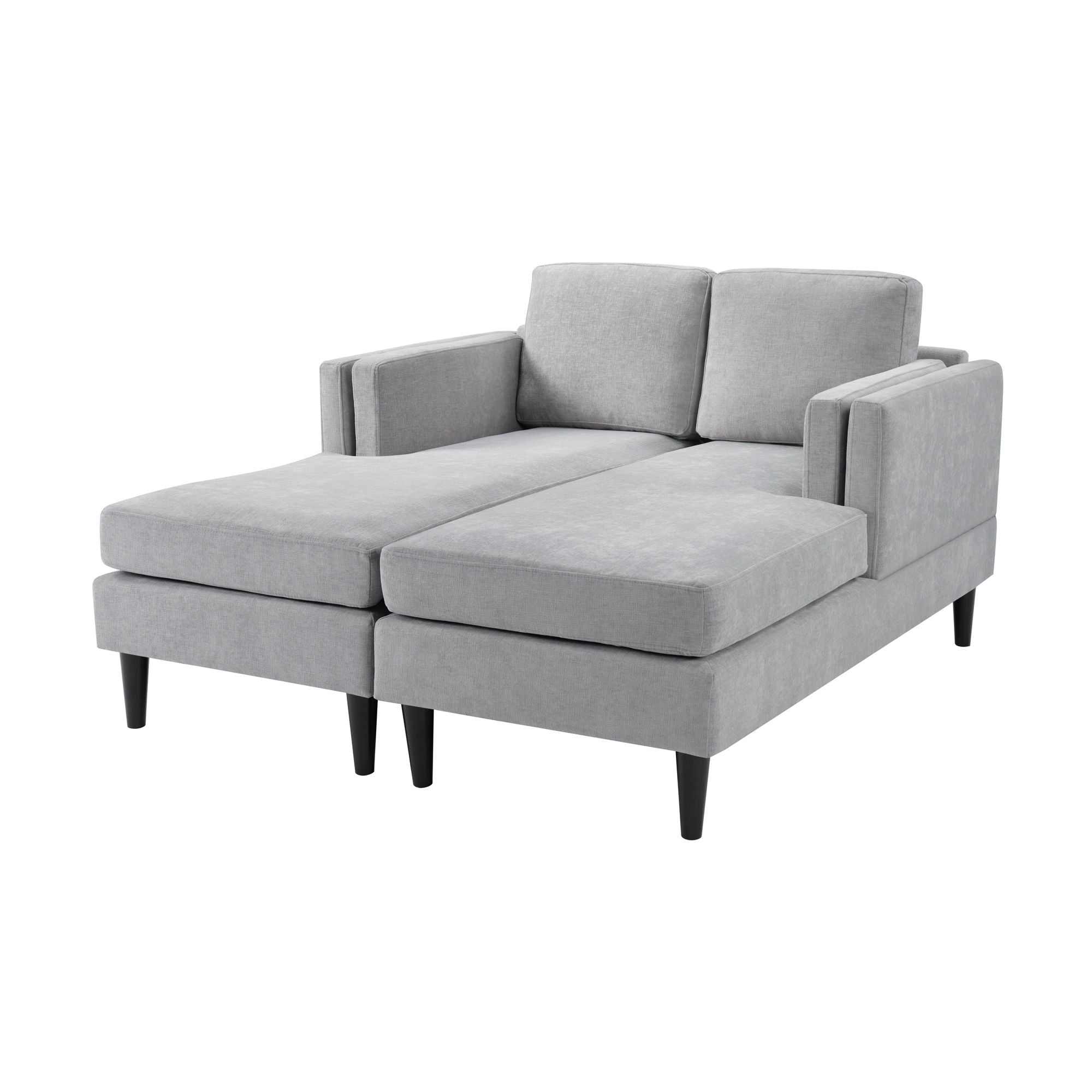 Chaise Lounge Sofa Bed With Dual Layer Armrests For Living Room