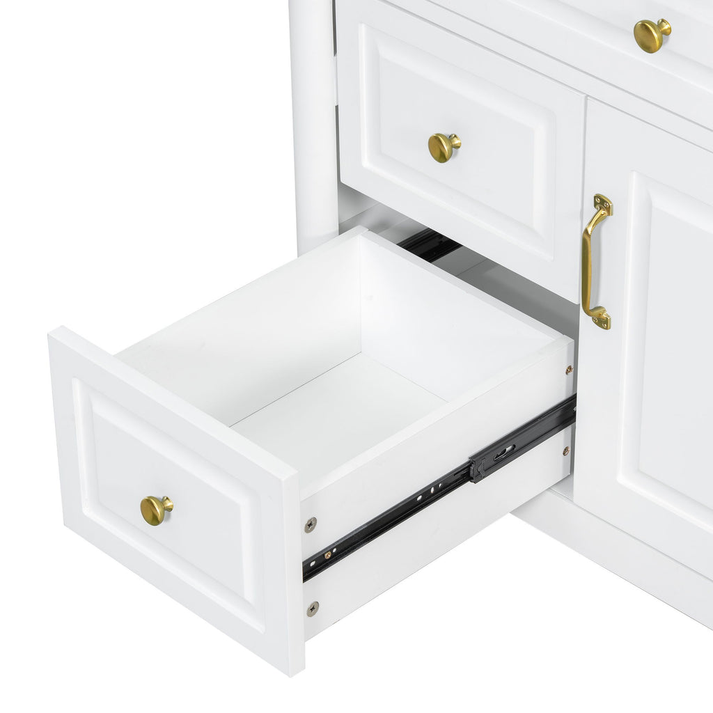 Freestanding Bathroom Vanity With Sink, Adjustable Shelf, Flip Drawer