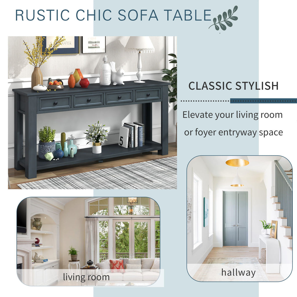 Hearth & Haven Clara - Console Table With Storage Drawers And Bottom Shelf
