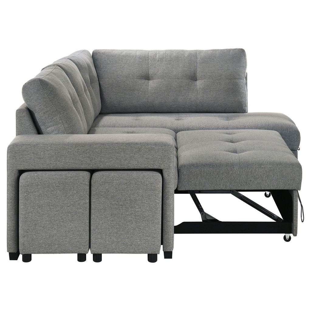 Atkinson - Sleeper Sectional Sofa With Lift Top Chaise - Gray